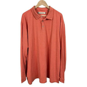 Tommy Bahama Striped Orange Long Sleeve Polo Modal Blend Size XXL Men’s